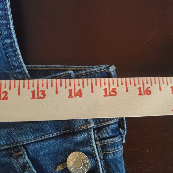 Guess Womens Distressed Bib Denim Overalls Size 29 Blue Jean Utility Pockets - Picture 11 of 13